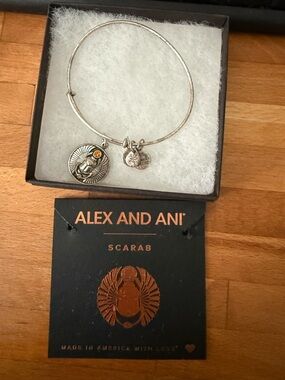 Alex and ani scarab silver bracelet